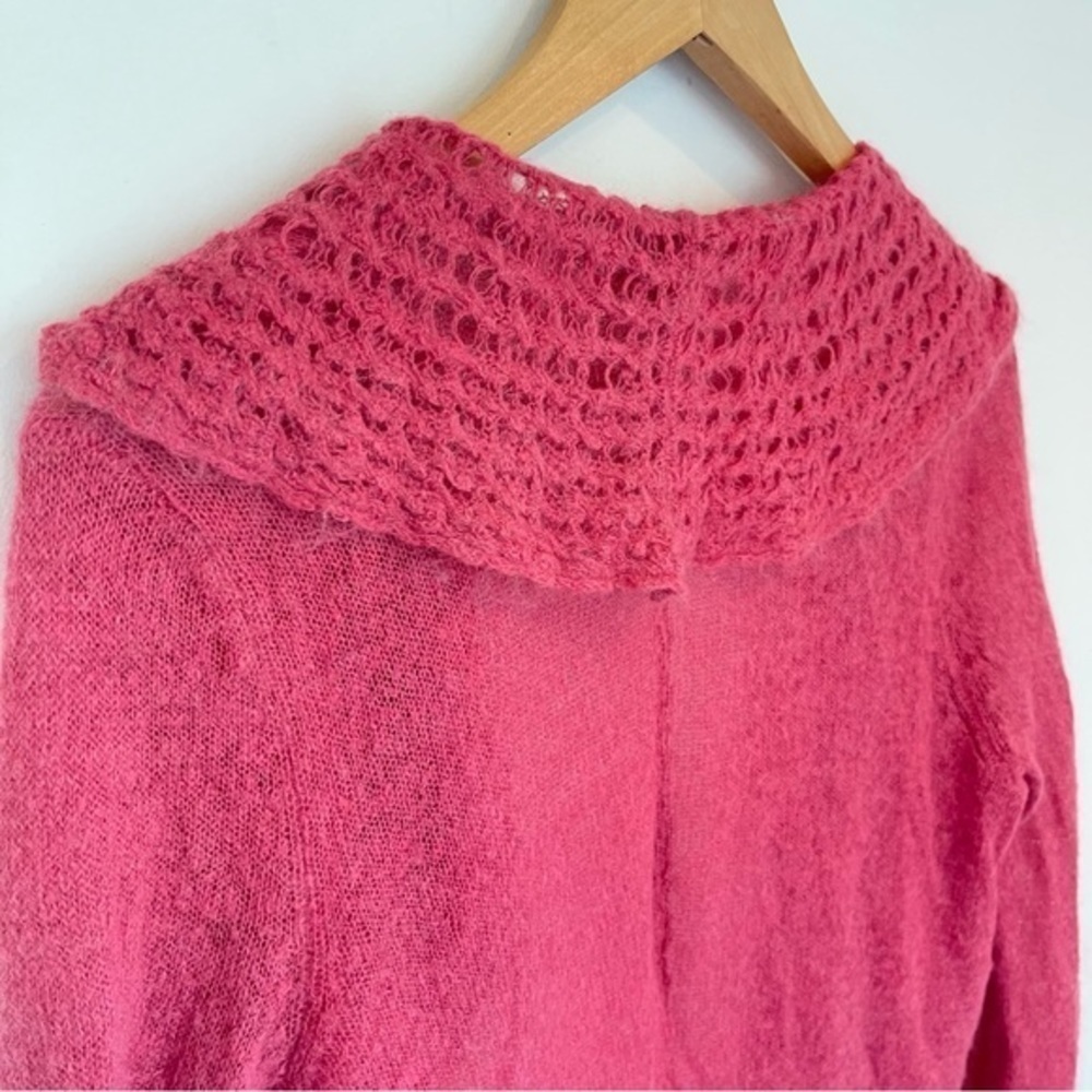 Vintage Y2K Moda International Mohair Blend Long Duster Ruffled Cardigan, Size M - Picture 8 of 10